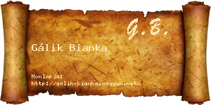 Gálik Bianka névjegykártya